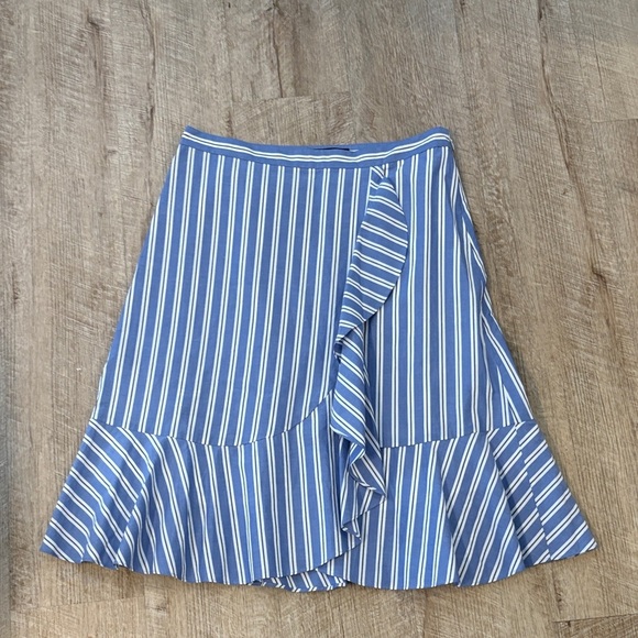 Talbots Dresses & Skirts - Talbots Blue and White Striped Ruffle Wrap Skirt